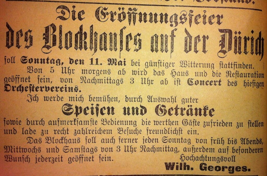 Einladung zur Eröffnung des Blockhauses im Jahre 1902